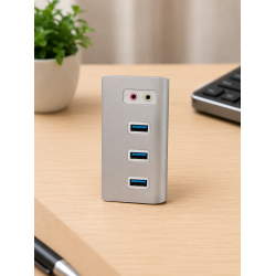 USB 3.0 Hub Ses Kartlı Çoklayıcı Adaptör 3 Port USB 3.0 3.5mm Mikrofon Kulaklık Dönüştürücü Alüminyum USB Hub