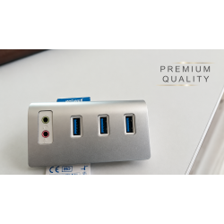 USB 3.0 Hub Ses Kartlı Çoklayıcı Adaptör 3 Port USB 3.0 3.5mm Mikrofon Kulaklık Dönüştürücü Alüminyum USB Hub