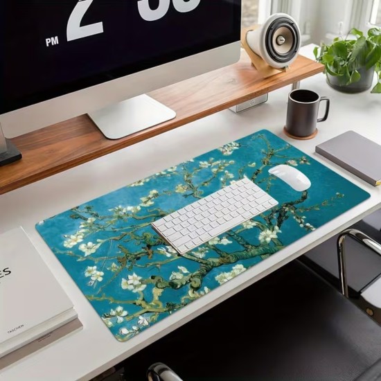 Kaymaz kauçuk tabanlı van gogh büyük mouse pad