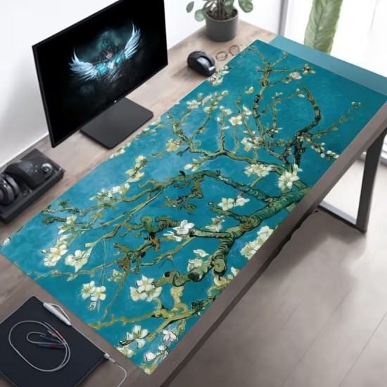 Kaymaz kauçuk tabanlı van gogh mouse pad detayı
