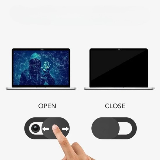 Webcam kamera kapatıcı 3’lü siyah set – ultra ince kaydırmalı