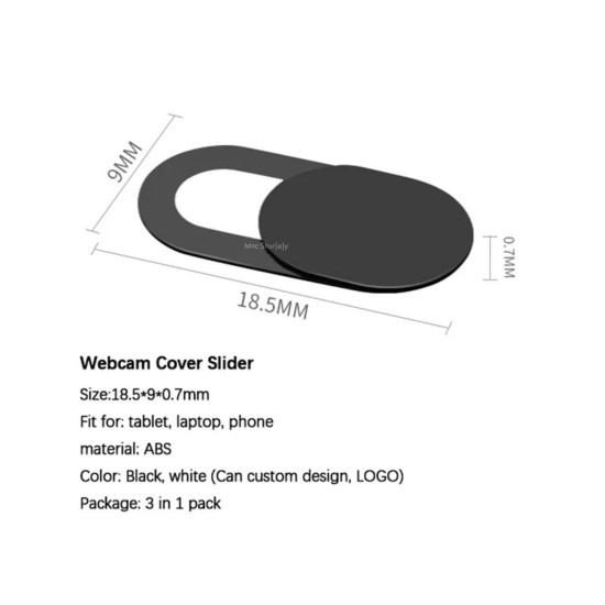Webcam kamera kapatıcı 3’lü siyah set – ultra ince kaydırmalı