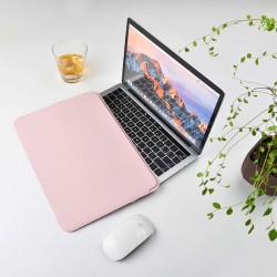 Wiwu Skin Pro Deri Laptop Kılıf MacBook Air 13.6 ve Pro 14.2 Uyumlu Ultra İnce Pembe